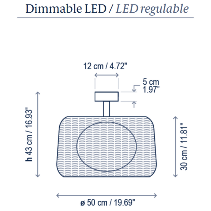Bover Fora PF 1-lt 20" LED Outdoor Semi-Flushmount, TRIAC