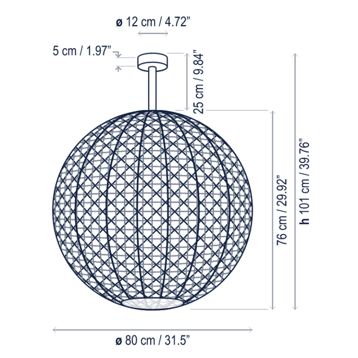 Bover Nans Sphere PF/80 1-lt 32" LED Outdoor Semi Flush