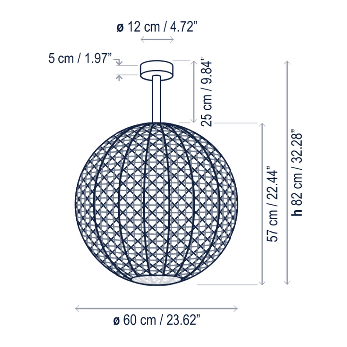 Bover Nans Sphere PF/60 1-lt 24" LED Outdoor Semi Flush, TRIAC