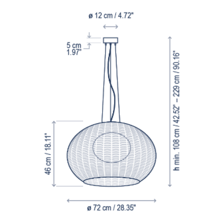 Bover Garota S/02 1-lt 28" LED Outdoor Pendant, TRIAC