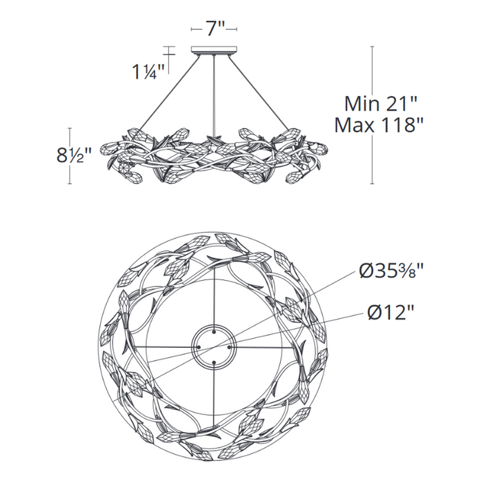 Schonbek S2434 Secret Garden 1-lt 35" LED Pendant