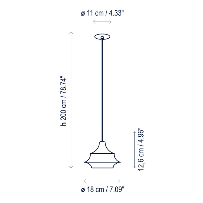 Bover Tibeta 02 1-lt 7" LED Pendant