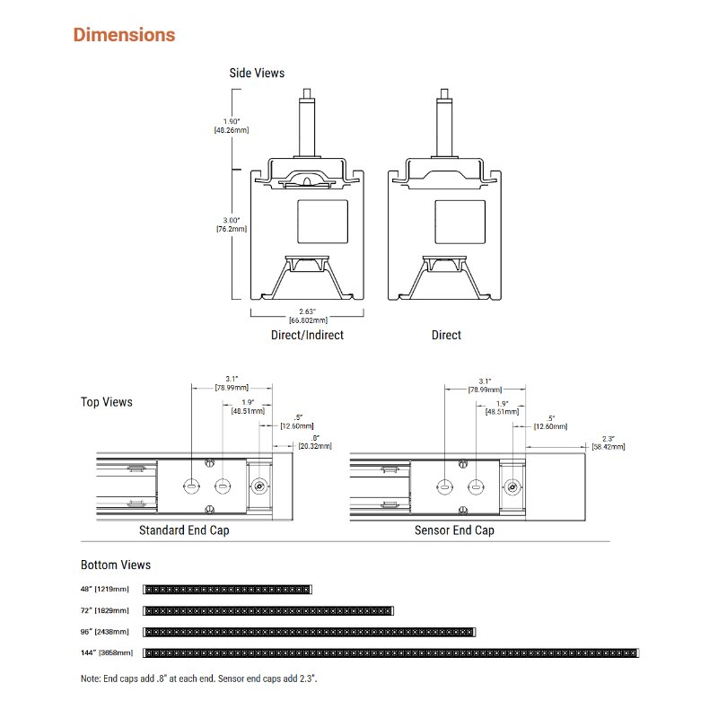 DL2 Discreet Linear 2" LED Suspended Mount, Direct, Direct/Indirect