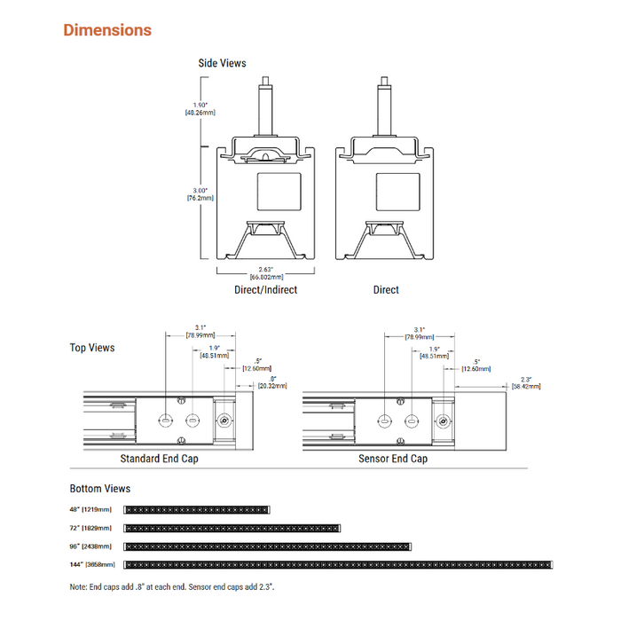 DL2 Discreet Linear 2" LED Suspended Mount, Direct, Direct/Indirect