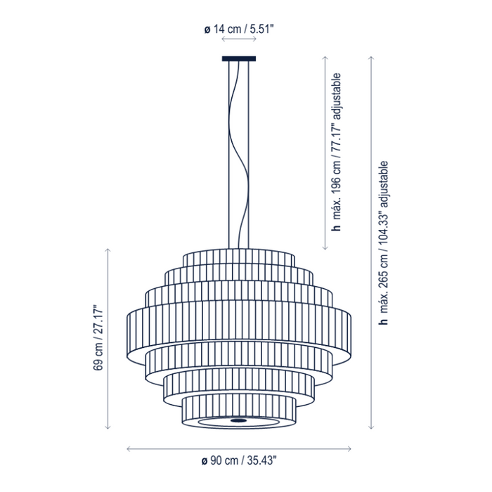 Bover Mos 02 5-lt 35" Pendant