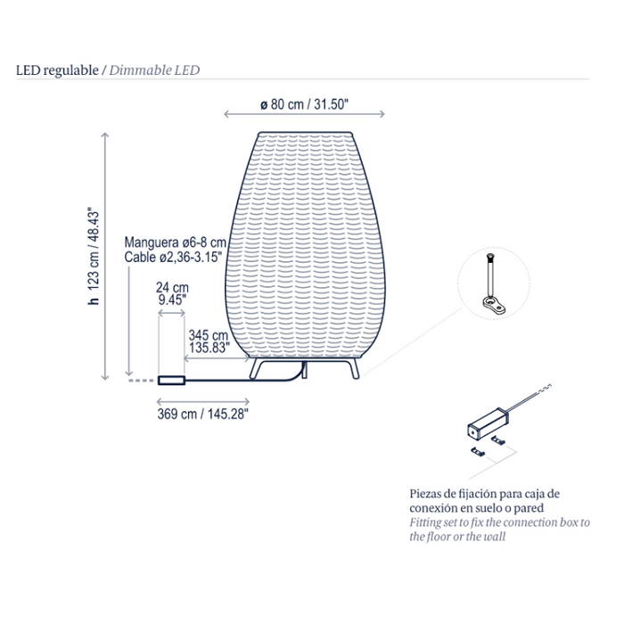 Bover Amphora 02 48" Tall LED Outdoor Floor Lamp