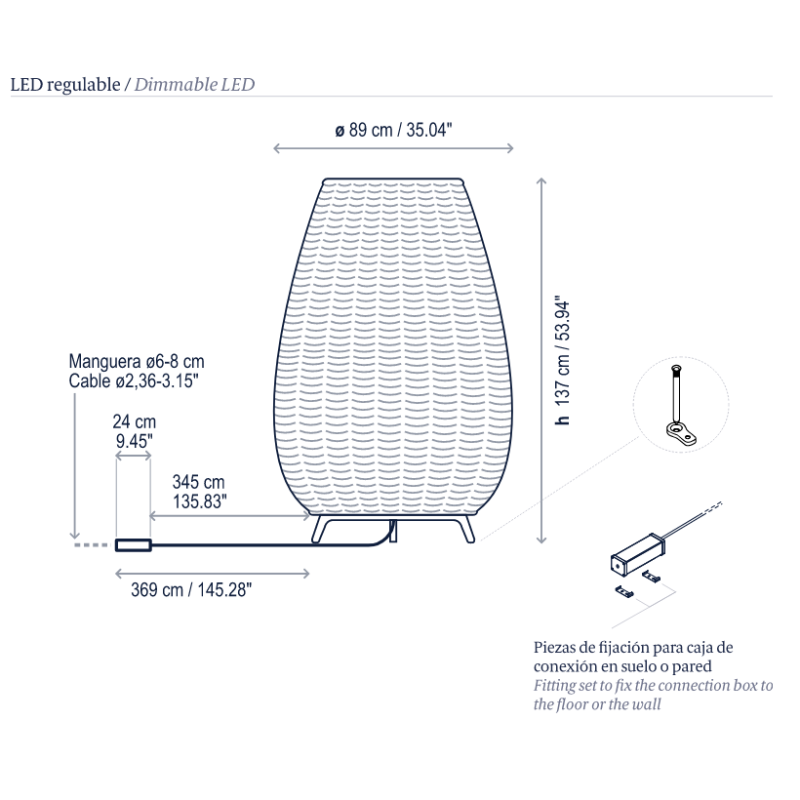 Bover Amphora 03 1-lt 54" Tall LED Outdoor Floor Lamp, TRIAC
