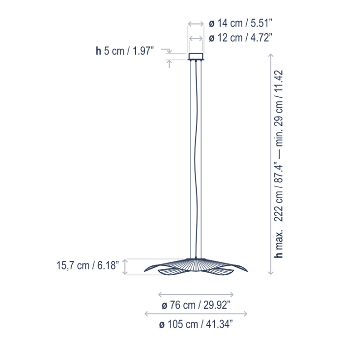 Bover Mediterrania S/105.2 1-lt 41" LED Pendant, TRIAC