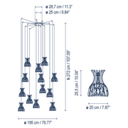 Bover Domita S/20/13L 13-lt 77" LED Pendant