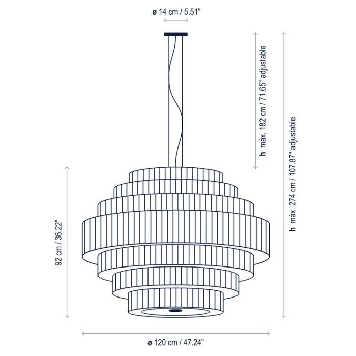 Bover Mos 03 6-lt 47" Pendant