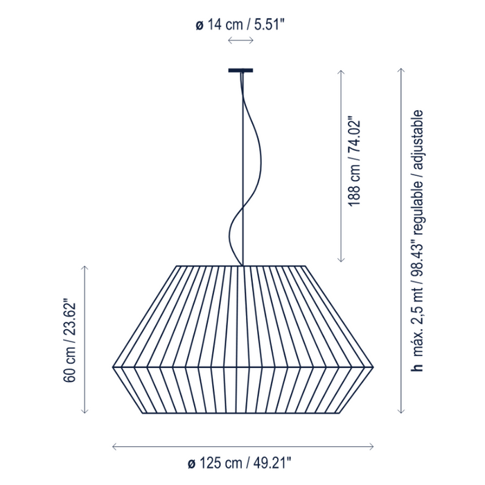 Bover Mei 125 5-lt 49" Pendant