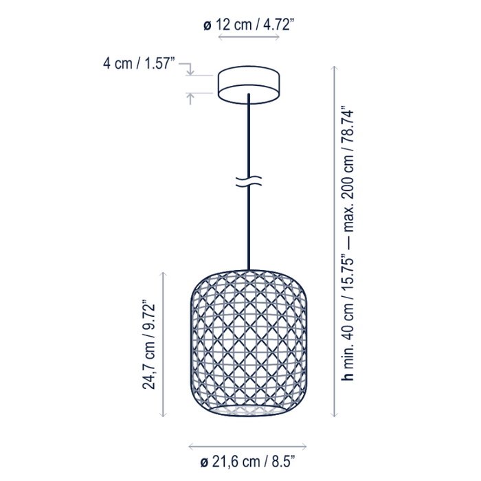 Bover Nans S/21 1-lt 9" LED Outdoor Pendant, 0-10V