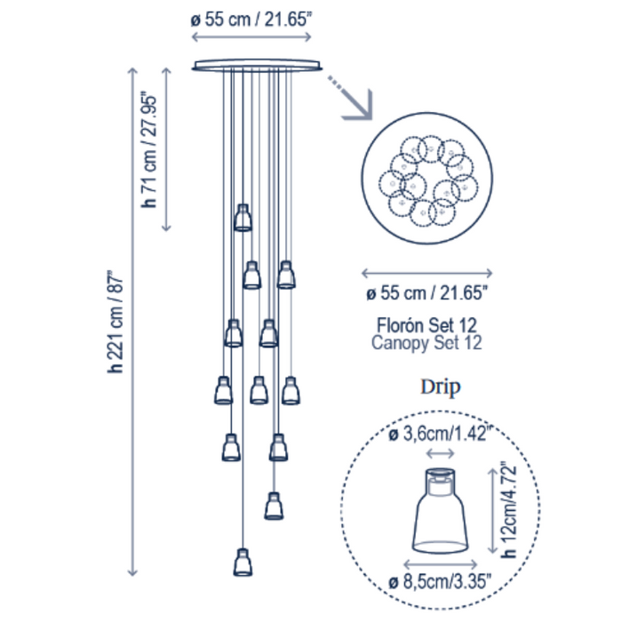 Bover Drip S/12L 12-lt 22" LED Pendant
