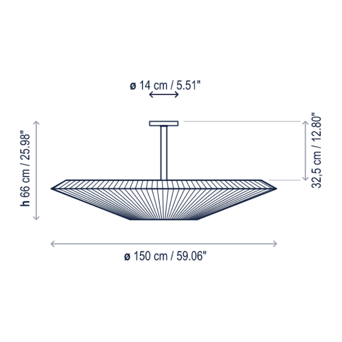 Bover Siam 150 59" Large LED Semi-Flush mount Ceiling Light