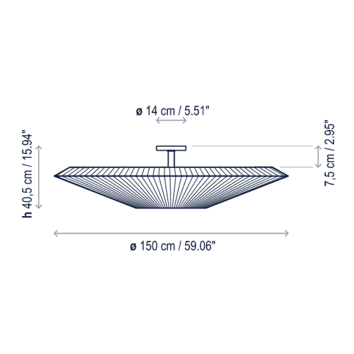 Bover Siam 150 6-lt 59" Small LED Semi-Flushmount