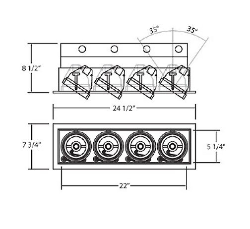 Eurofase TE-134A 4-lt Linear PAR30 Multiple Recessed Trim