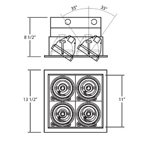 Eurofase TE-134B 4-lt Square PAR30 Multiple Recessed Trim