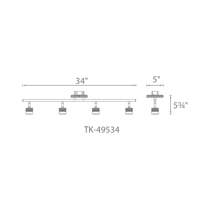 WAC TK-49534 34" Wide Vector 33W LED Fixed Rail with 4 Fixtures