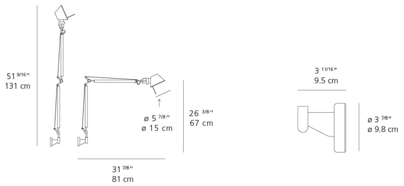 Artemide Tolomeo Classic TW LED Wall Light w/ S Bracket