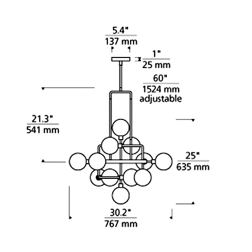 Tech 700VGO Viaggio 12-lt 30" LED Chandelier