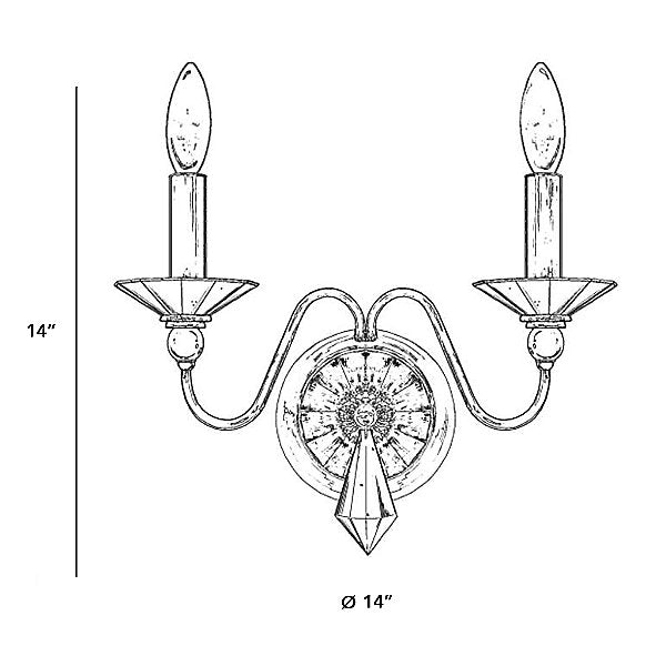 Schonbek 9672 Jasmine 2-lt 14" Wall Sconce