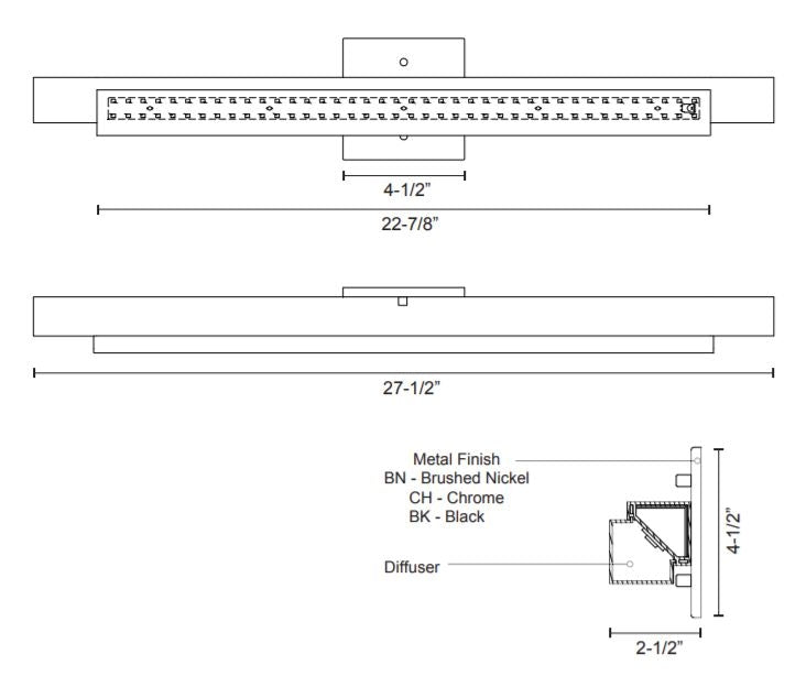 Kuzco VL13424 Soho 1-lt 27" Tall LED Vanity