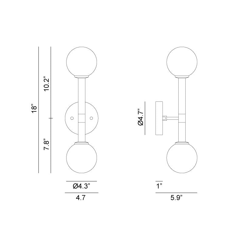Matteo W75302 Stellar 2-lt 18" Tall Wall Sconce