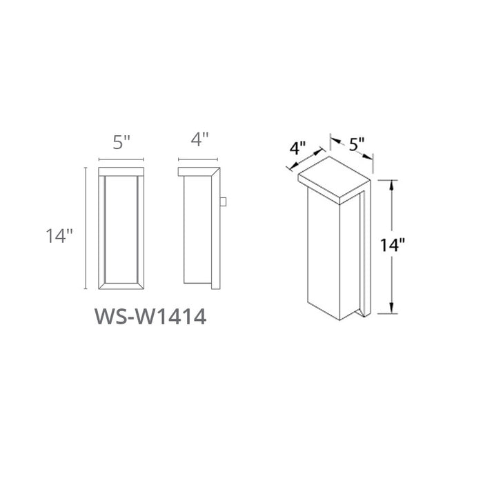 Modern Forms WS-W1414 Ledge 1-lt 14" Tall  LED Outdoor Wall Light