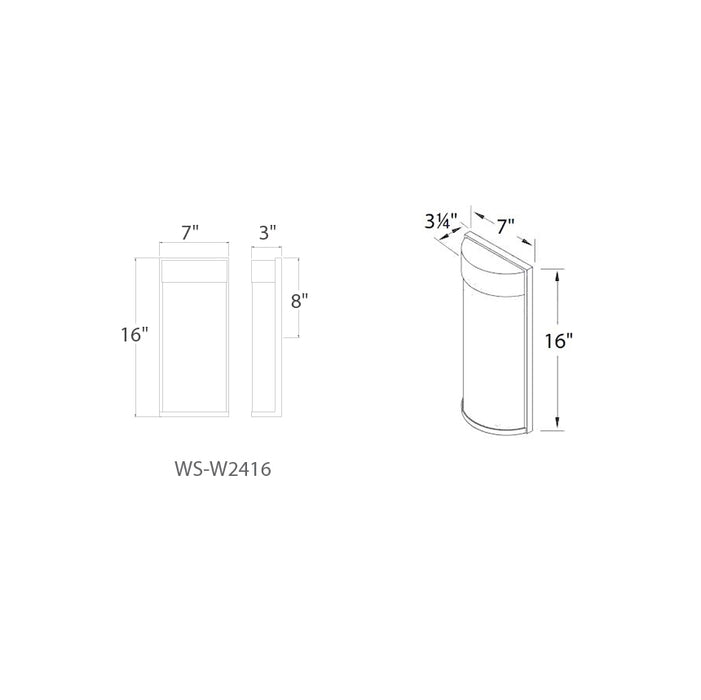 Modern Forms WS-W2416 Rain 2-lt 16" Tall LED Outdoor Wall Light