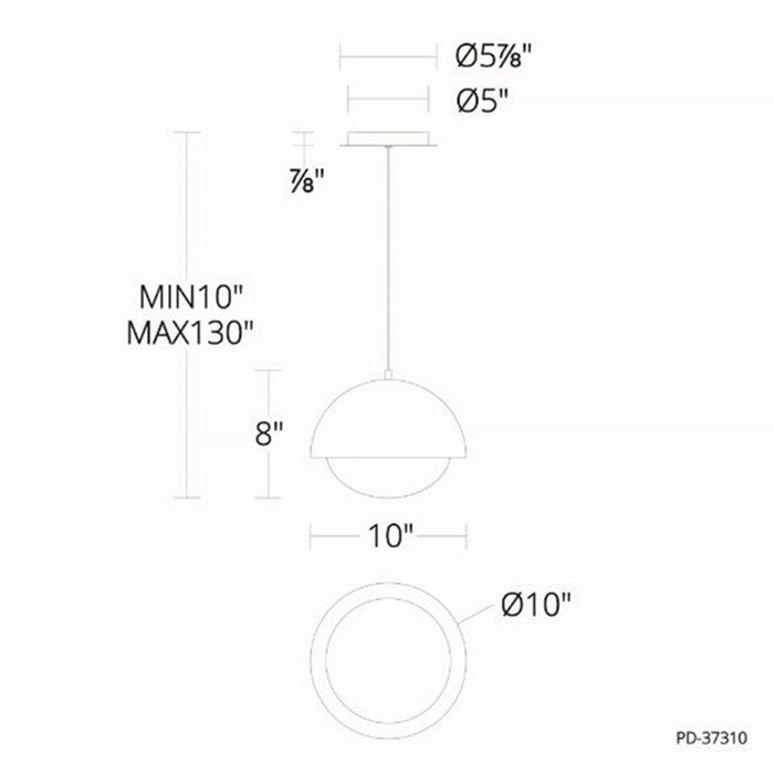 dweLED PD-37310 Dome 1-lt 10" LED Pendant