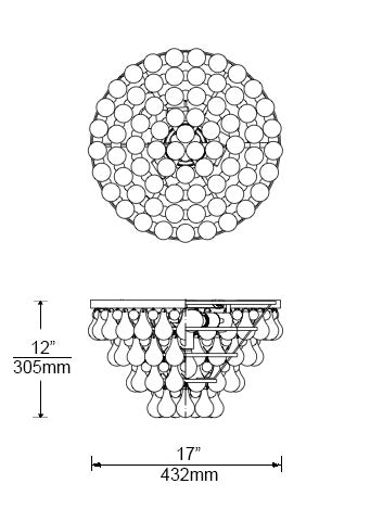 Matteo X00202 Crystal Fruit Vacio 2-lt 17" Flush Mount