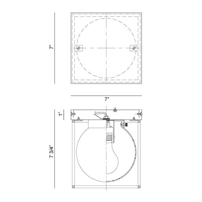 Matteo X03801 Squircle 1-lt 7" Flush Mount