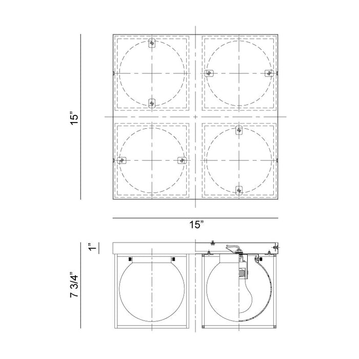 Matteo X03804 Squircle 4-lt 15" Flush Mount